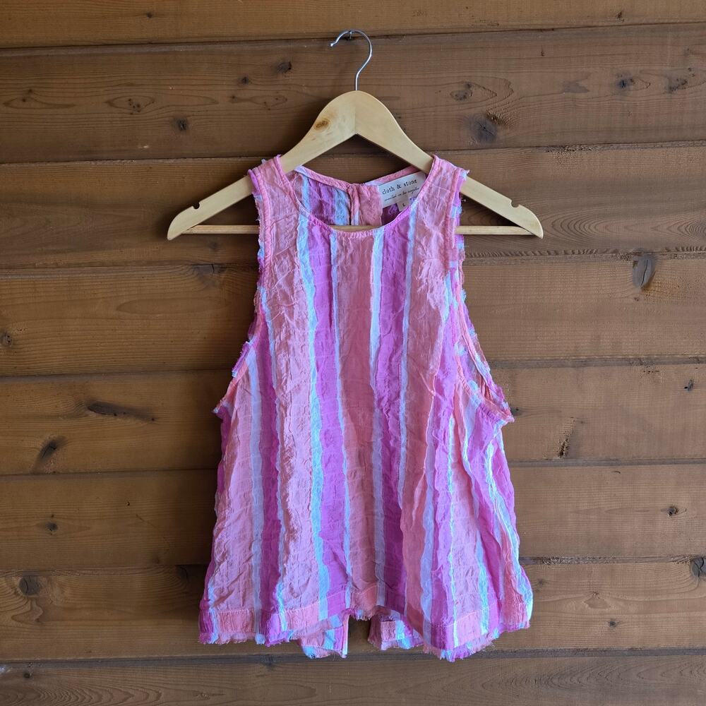 Anthropologie Cloth & Stone Bella Tank Fray Hem Button Back Halter Blouse Top L - Picture 2 of 6